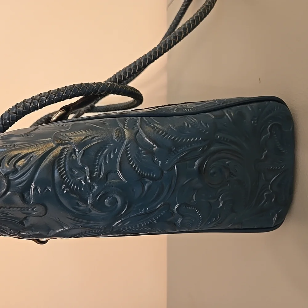 Patricia Nash Blue Embossed Leather Tote(Never Used) - Picture 3 of 12